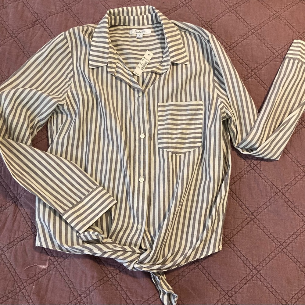 Madewell Maitland button tie top Size S
